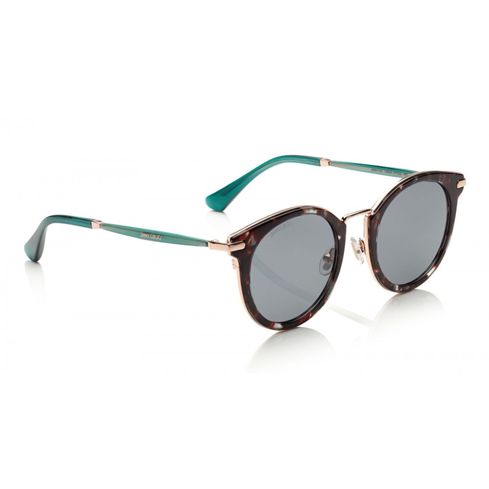 JIMMY CHOO Raffys Havana Green Gold Copper Sunglasses